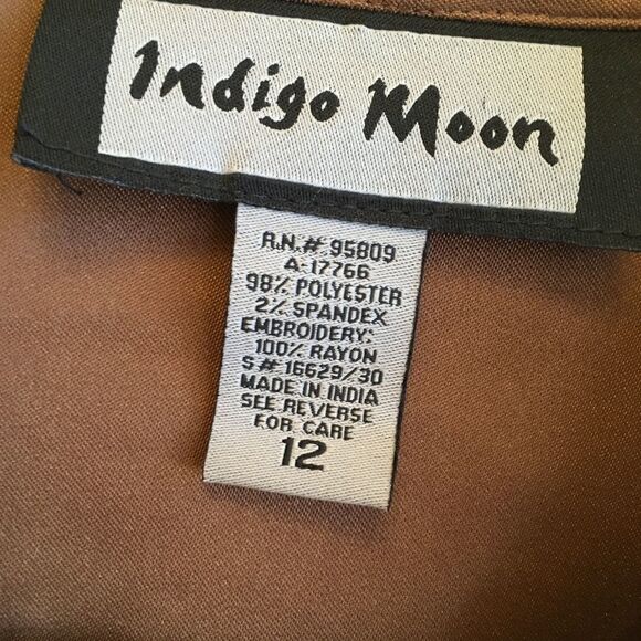 INDIGO MOON FAUX SUEDE EMBROIDERED TOP IN TAN - Picture 5 of 9